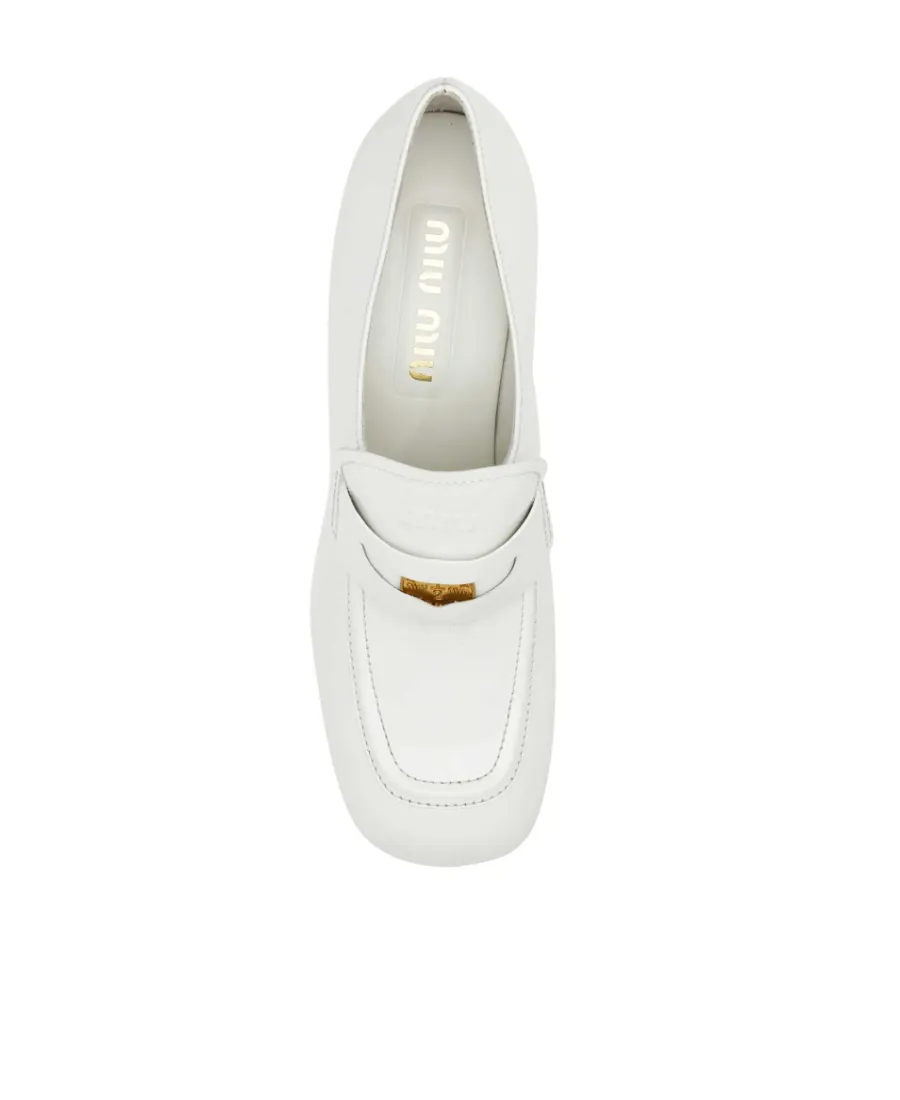 Miu Miu High-Heeled Slip-On Moccasins