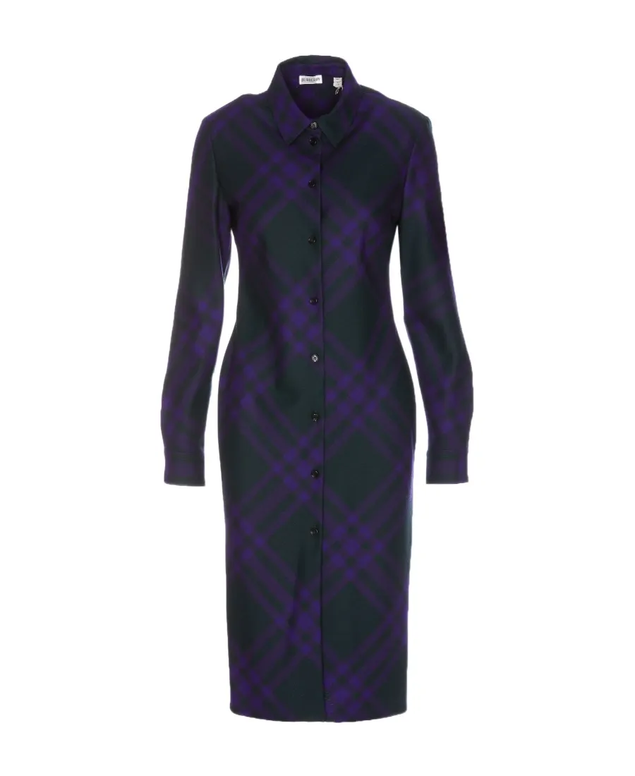 Burberry Long Sleeved Checked Shirt Dress