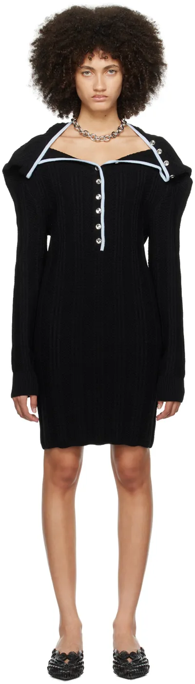 Ruffle-Collar Merino Wool Minidress