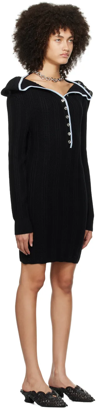 Ruffle-Collar Merino Wool Minidress