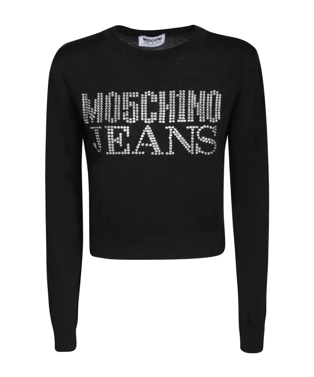 Rhinestone-Embellished Wool-Blend Jumper