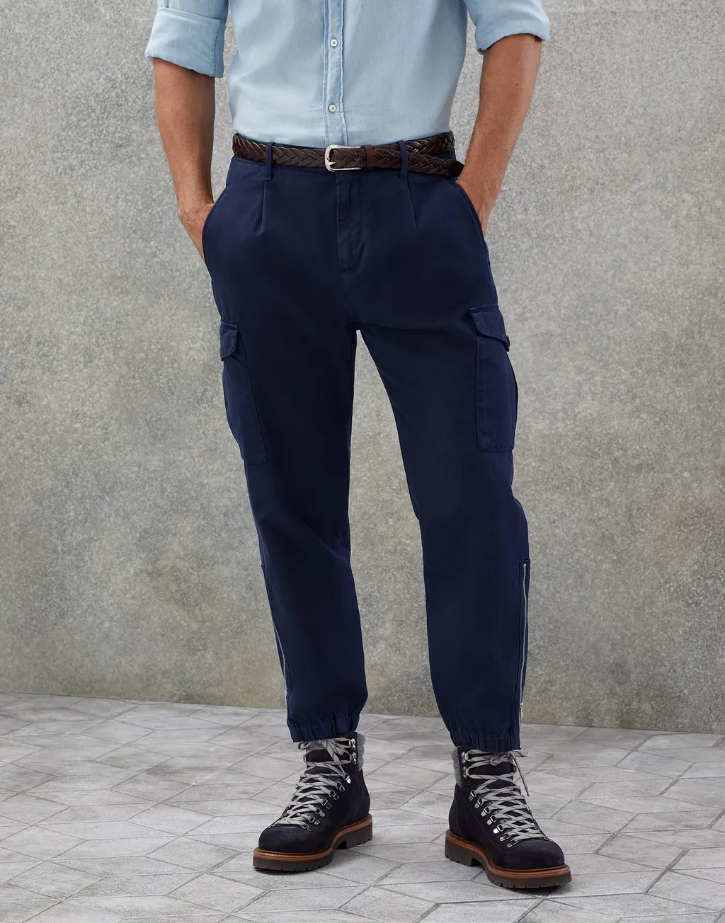 Straight-Leg Cotton Cargo Trousers