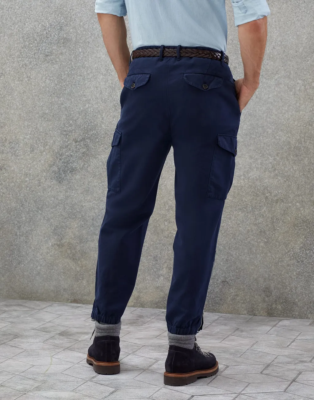 Straight-Leg Cotton Cargo Trousers