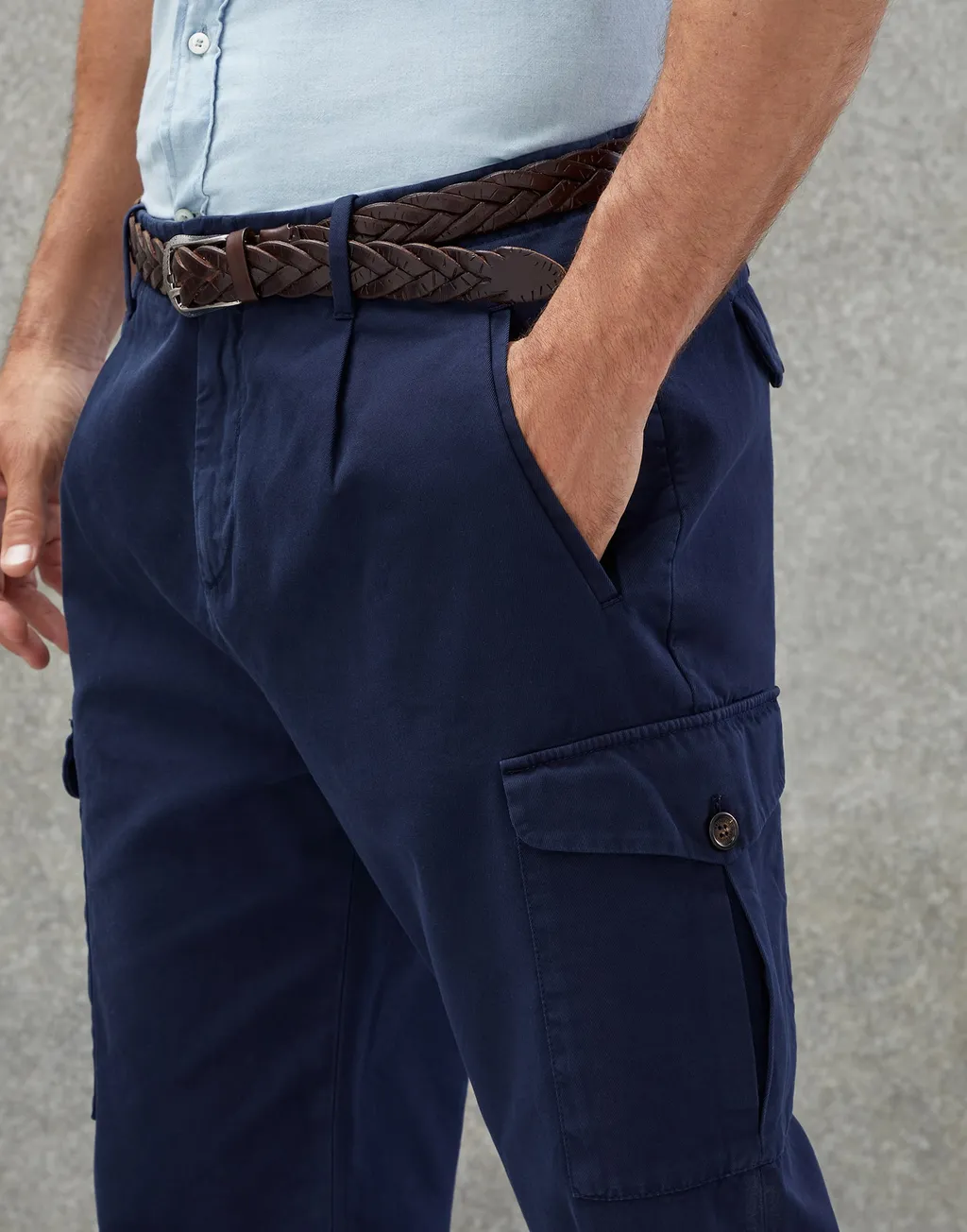 Straight-Leg Cotton Cargo Trousers