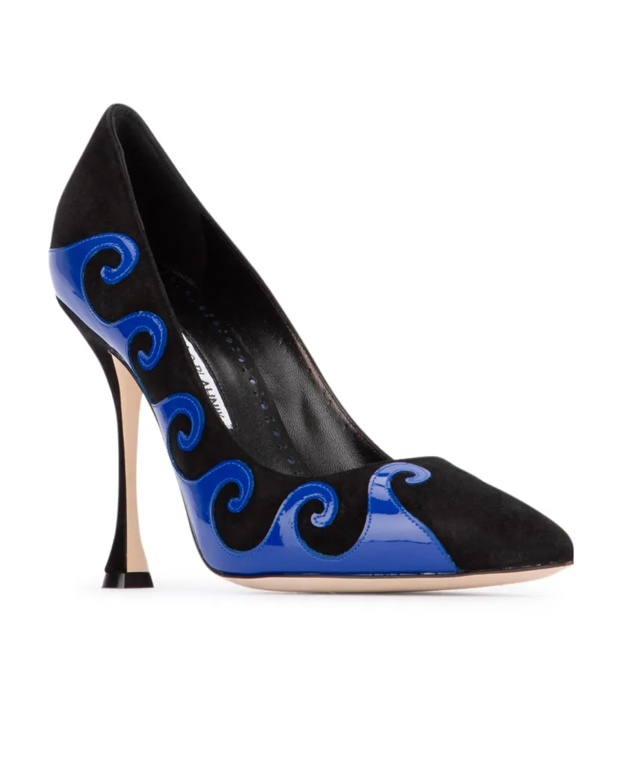 Manolo Blahnik Kasai Swirl Detailed Pointed Toe Pumps