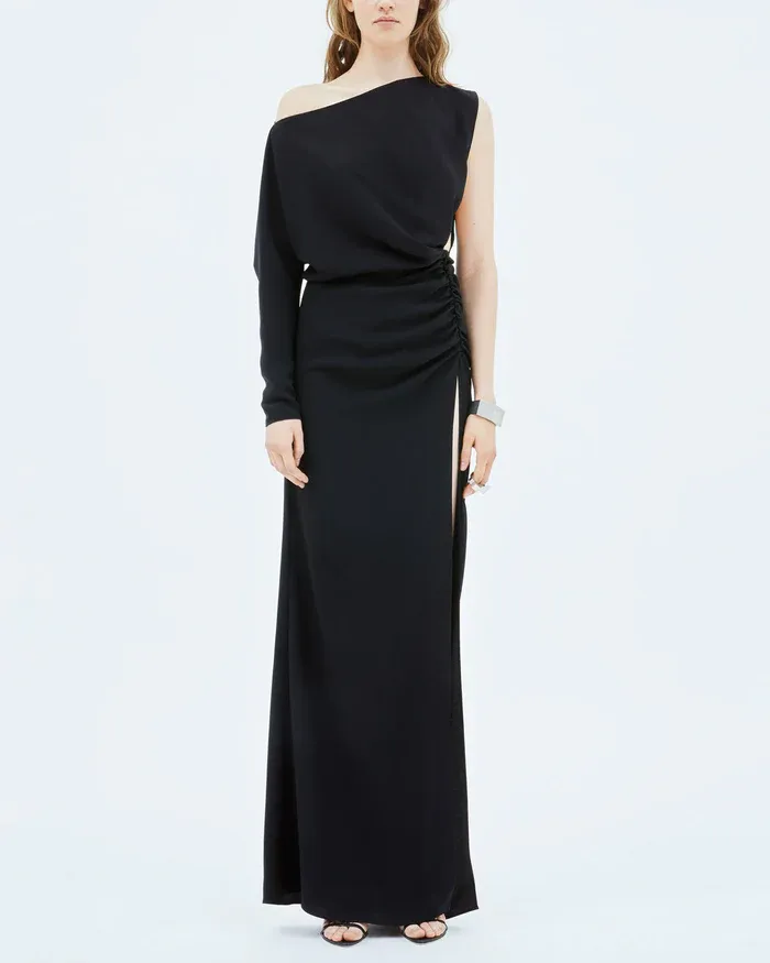One-Word Shoulder Asymmetrical Design Dress