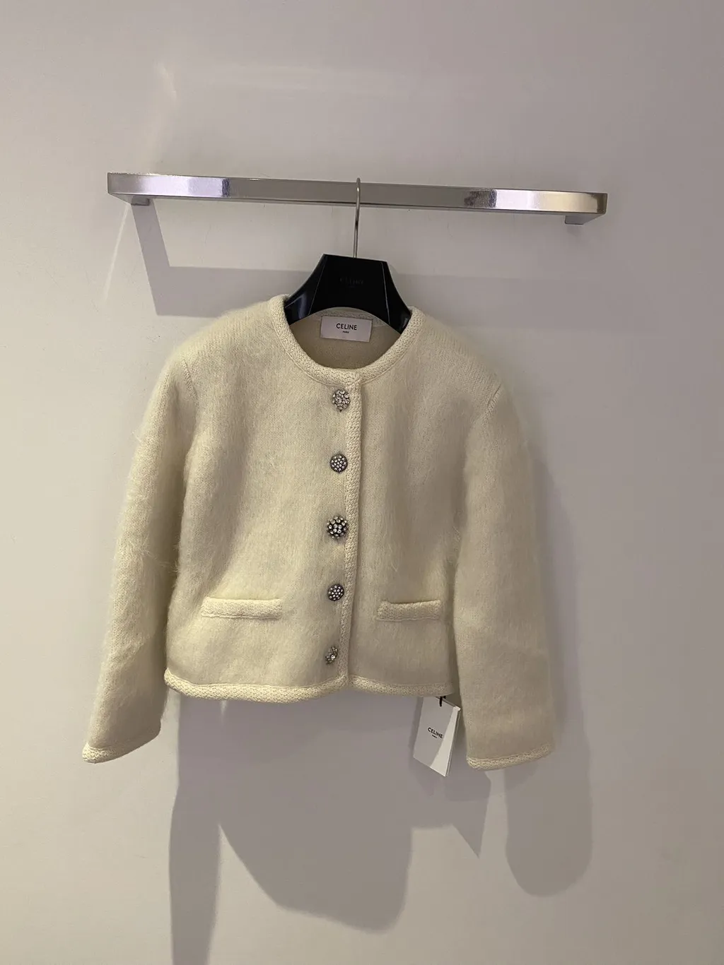 Cardigan Jacket In Brushed Mohair
