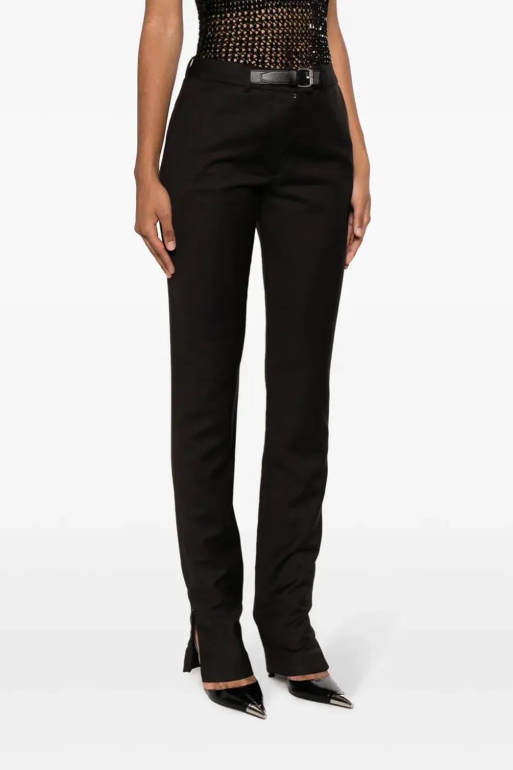 Slim-Cut Belted Trousers