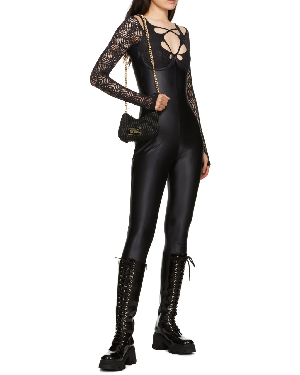 Cut-Out Long-Sleeve Jumpsuit