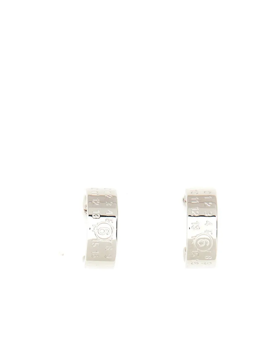 Mm6 Maison Margiela Logo Engraved Hoop Earrings