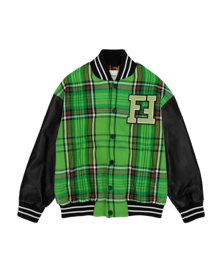 Checked Pattern Bomber Jacket