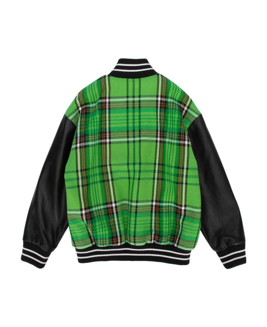 Checked Pattern Bomber Jacket