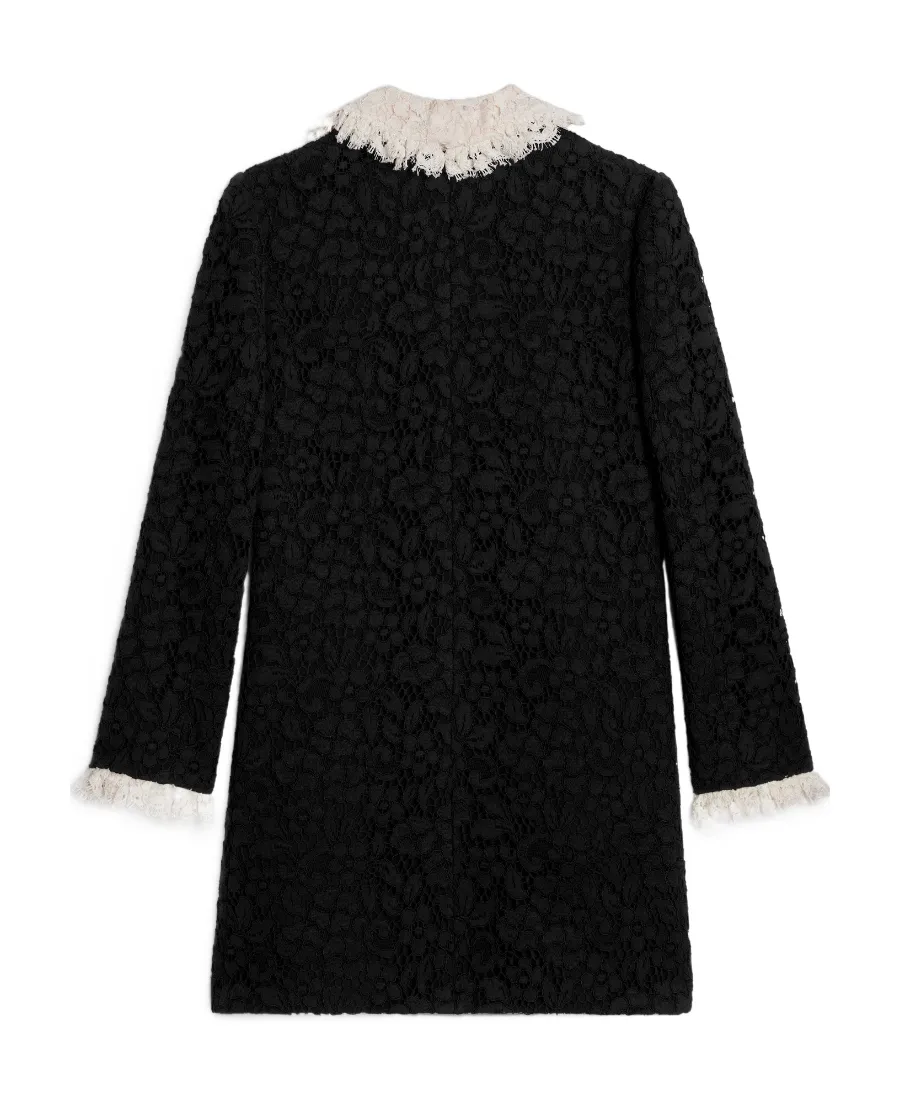 Trapeze Mini Dress In Floral Guipure