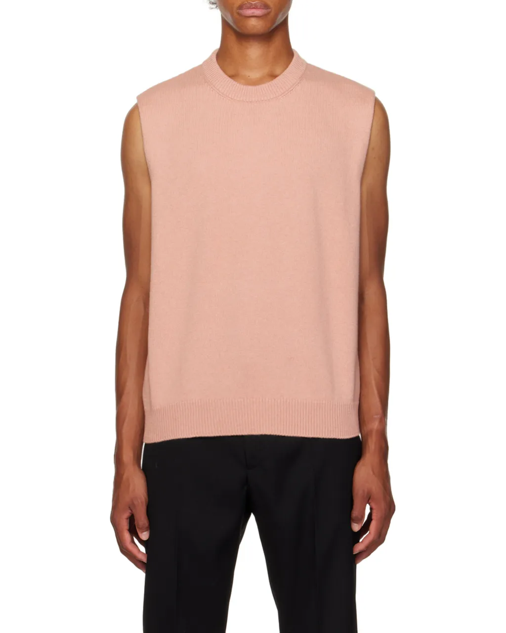 Sleeveless Knitted Vest With Round Neck