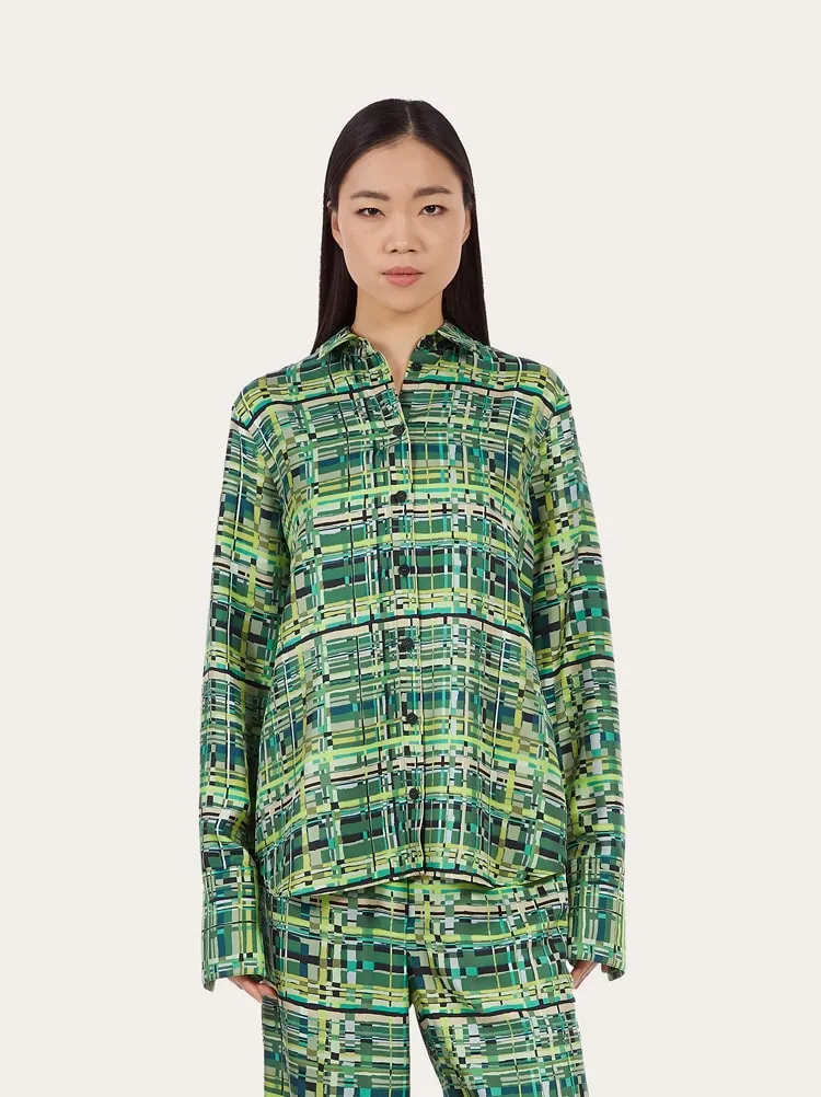 Ferragamo Checked Satin Shirt
