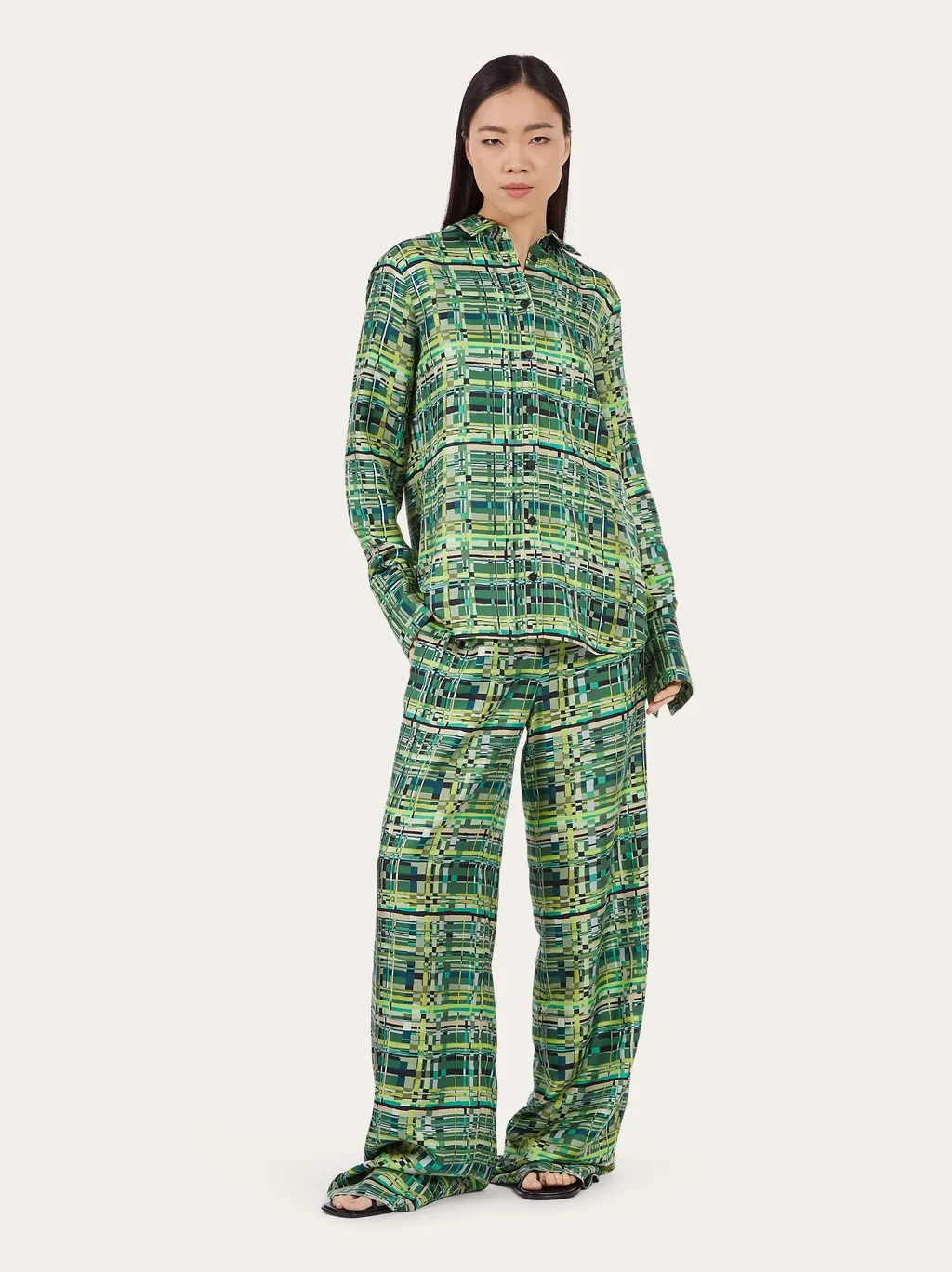 Ferragamo Checked Satin Shirt