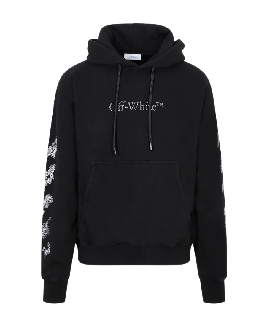 Diag Stripe-Embroidered Cotton Hoodie