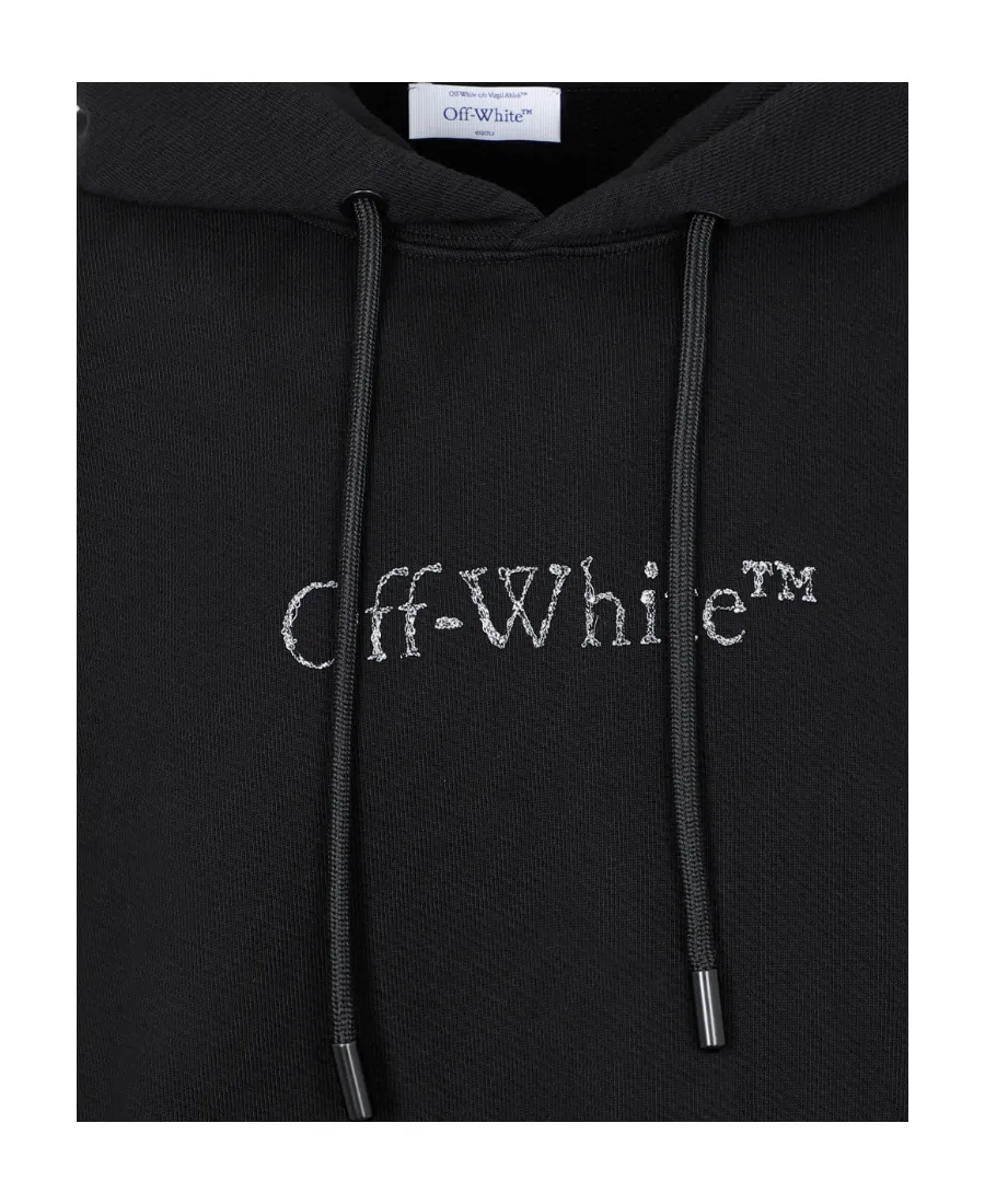 Diag Stripe-Embroidered Cotton Hoodie