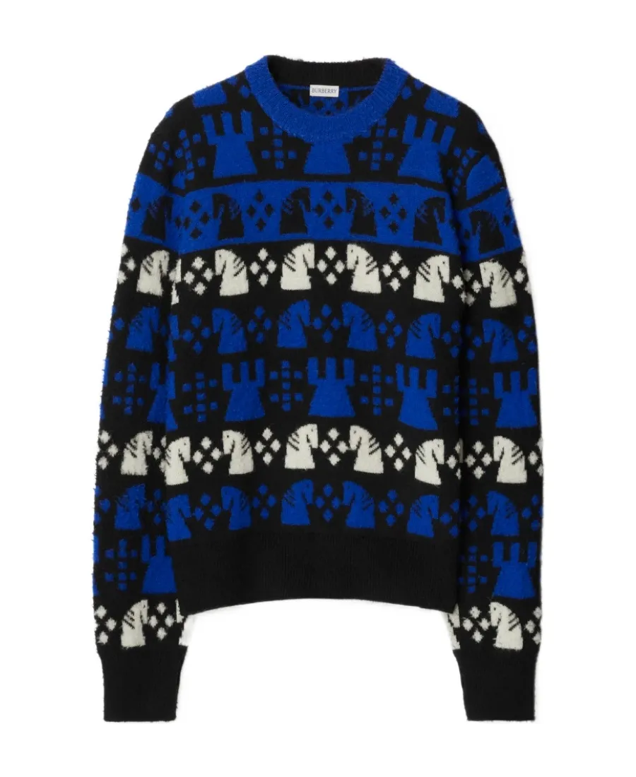 Burberry Chess Intarsia-Knit Crewneck Jumper