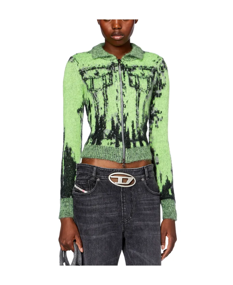 M-Taphos Zip-Up Knitted Cardigan