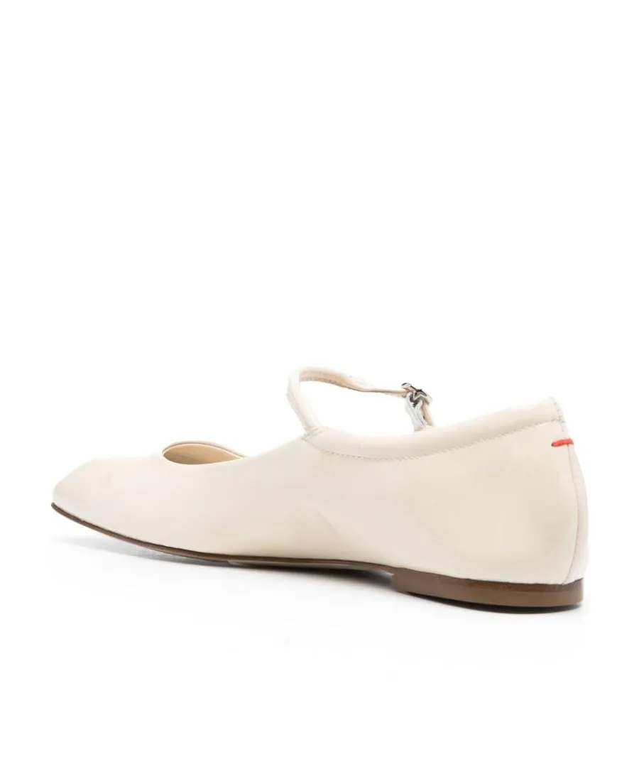 Uma Square-Toe Leather Ballerinas