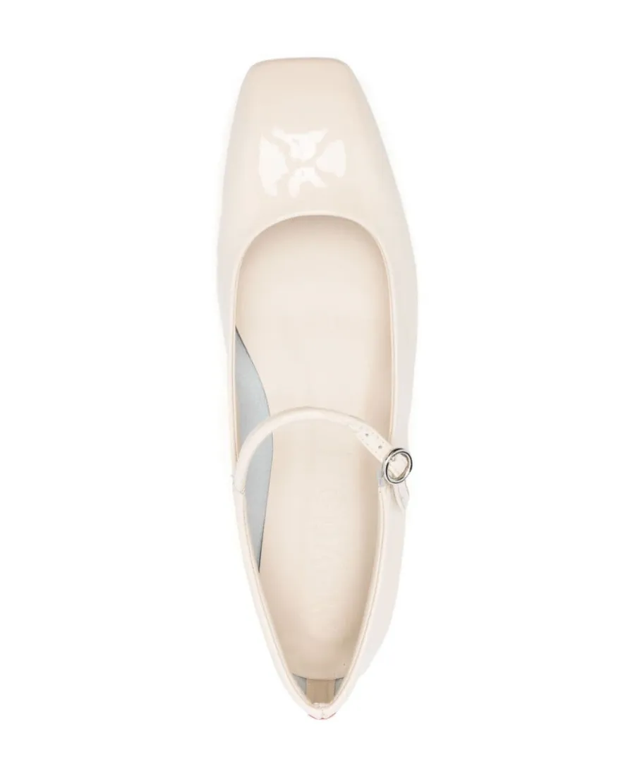 Uma Square-Toe Leather Ballerinas