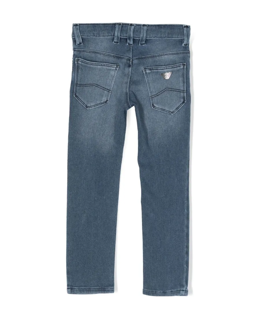 Emporio Armani Kids Logo Plaque Straight Leg Jeans