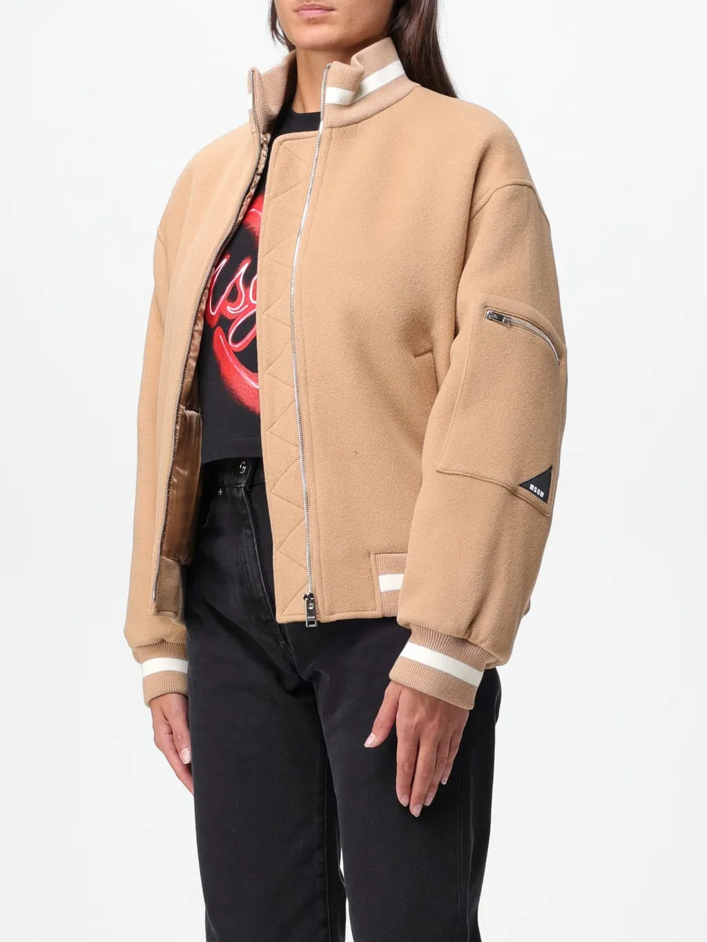 Msgm High-Neck Zipped Bomber Jacket