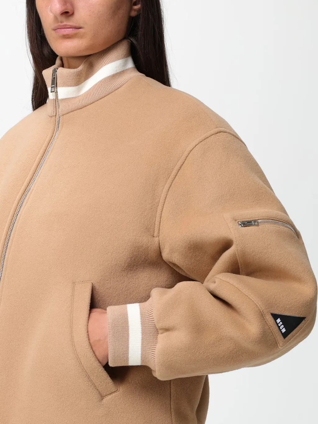 Msgm High-Neck Zipped Bomber Jacket
