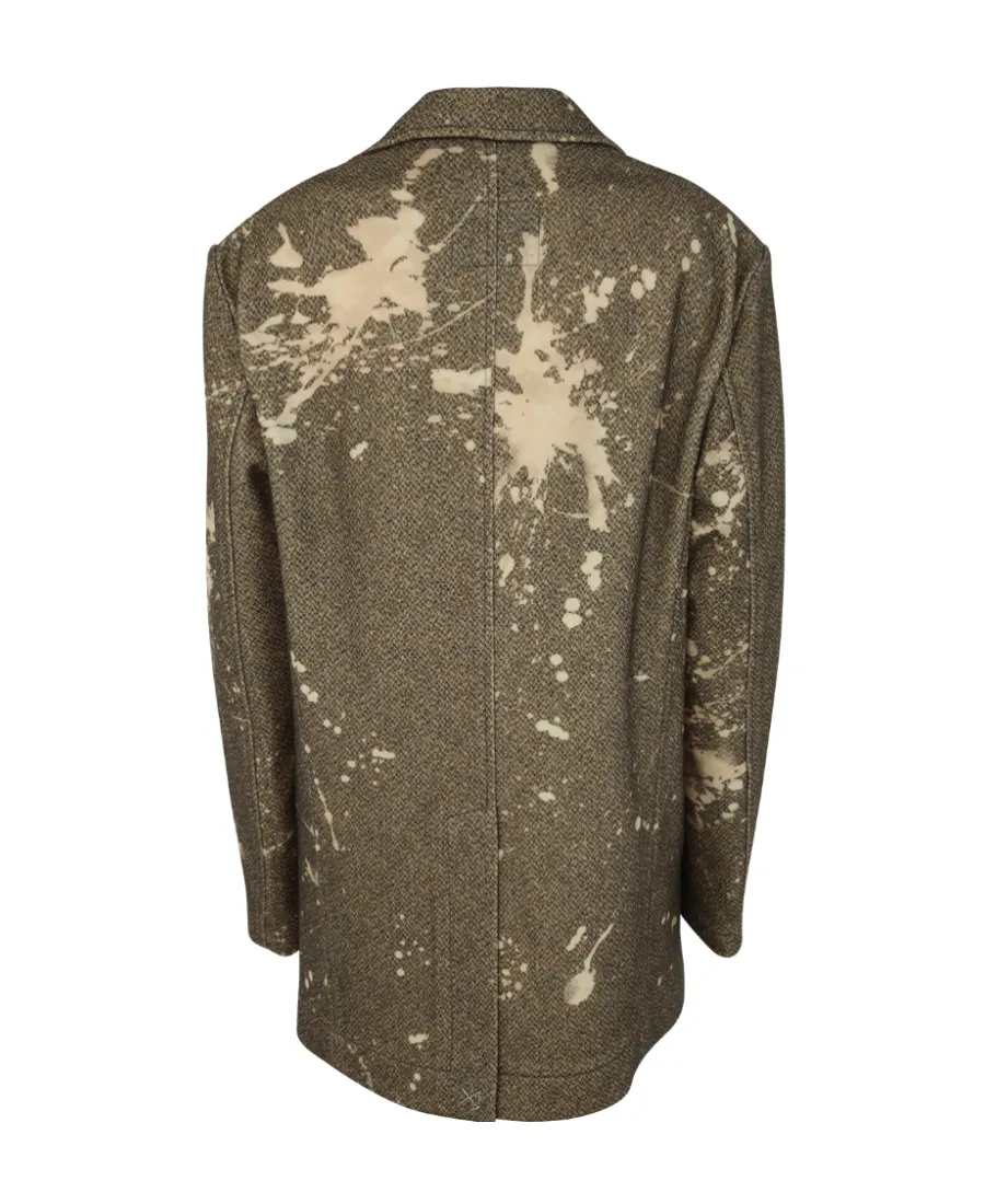 R13 Paint Splatter-Printed Single-Breasted Tweed Blazer