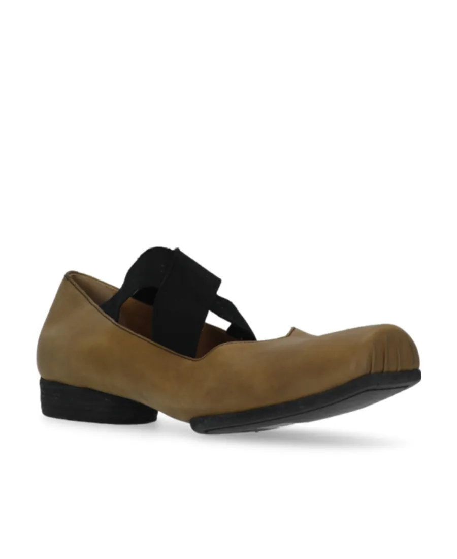 Square-Toe Suede Ballerina Shoes