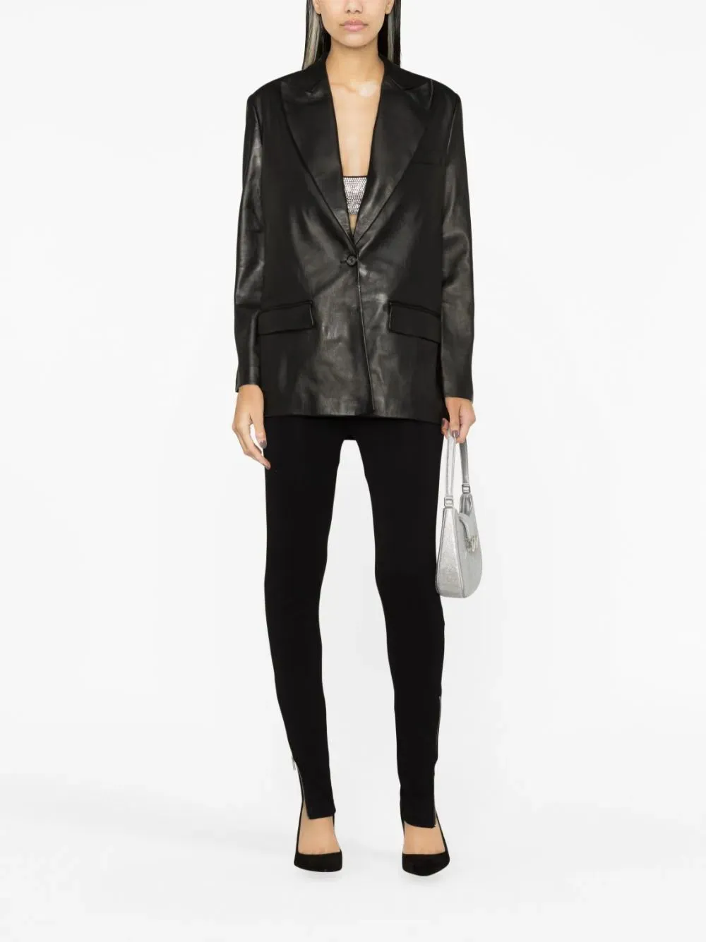 Peak-Lapels Sheepskin Blazer