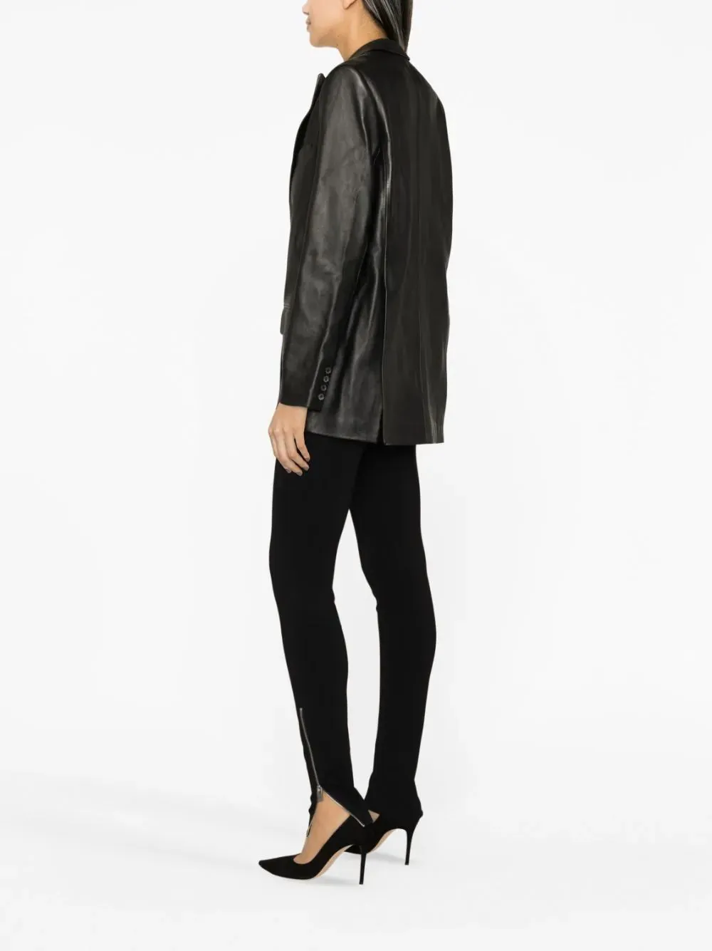 Peak-Lapels Sheepskin Blazer