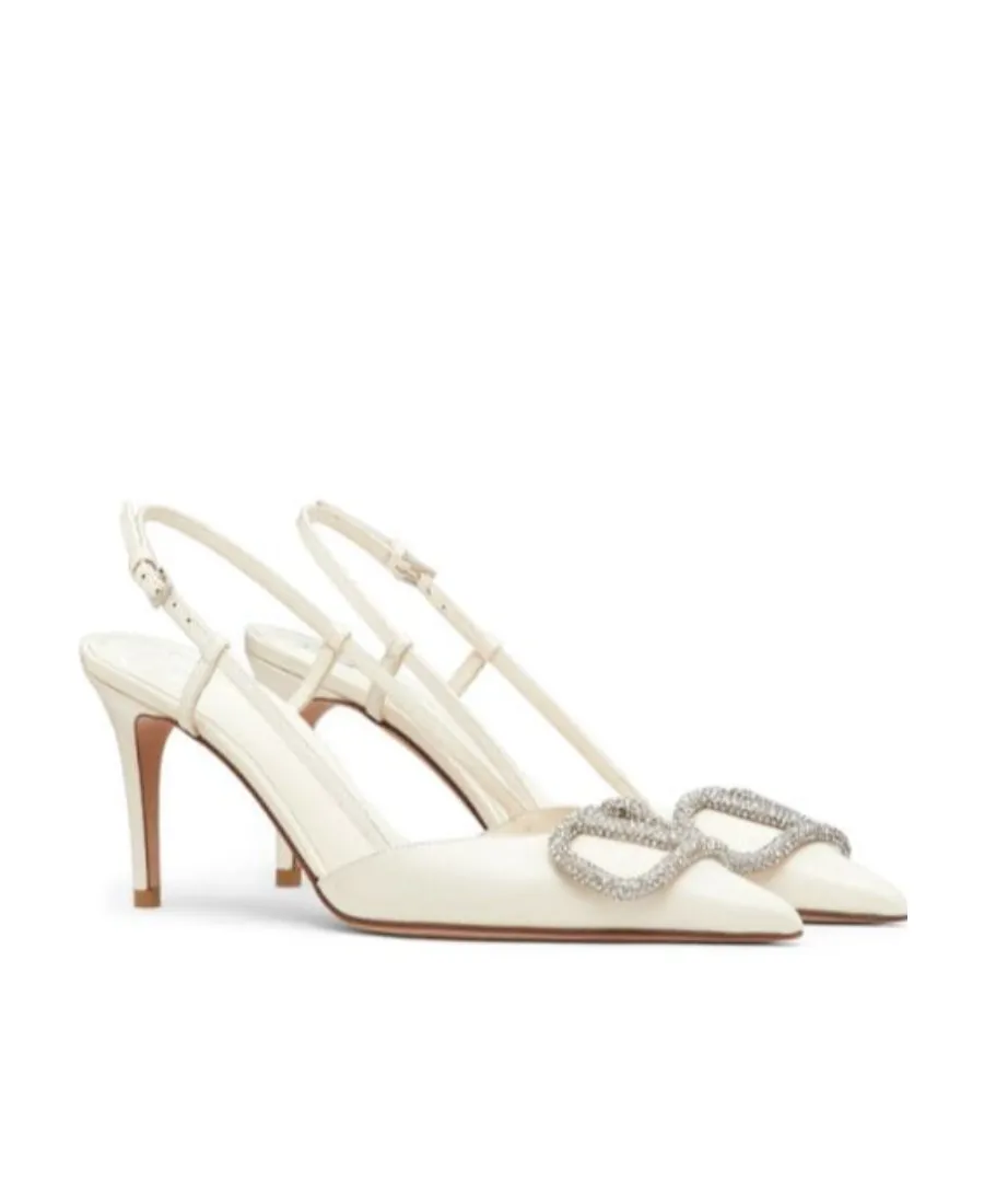 Vlogo Signature Slingback Pump In Calfskin Leather 80Mm