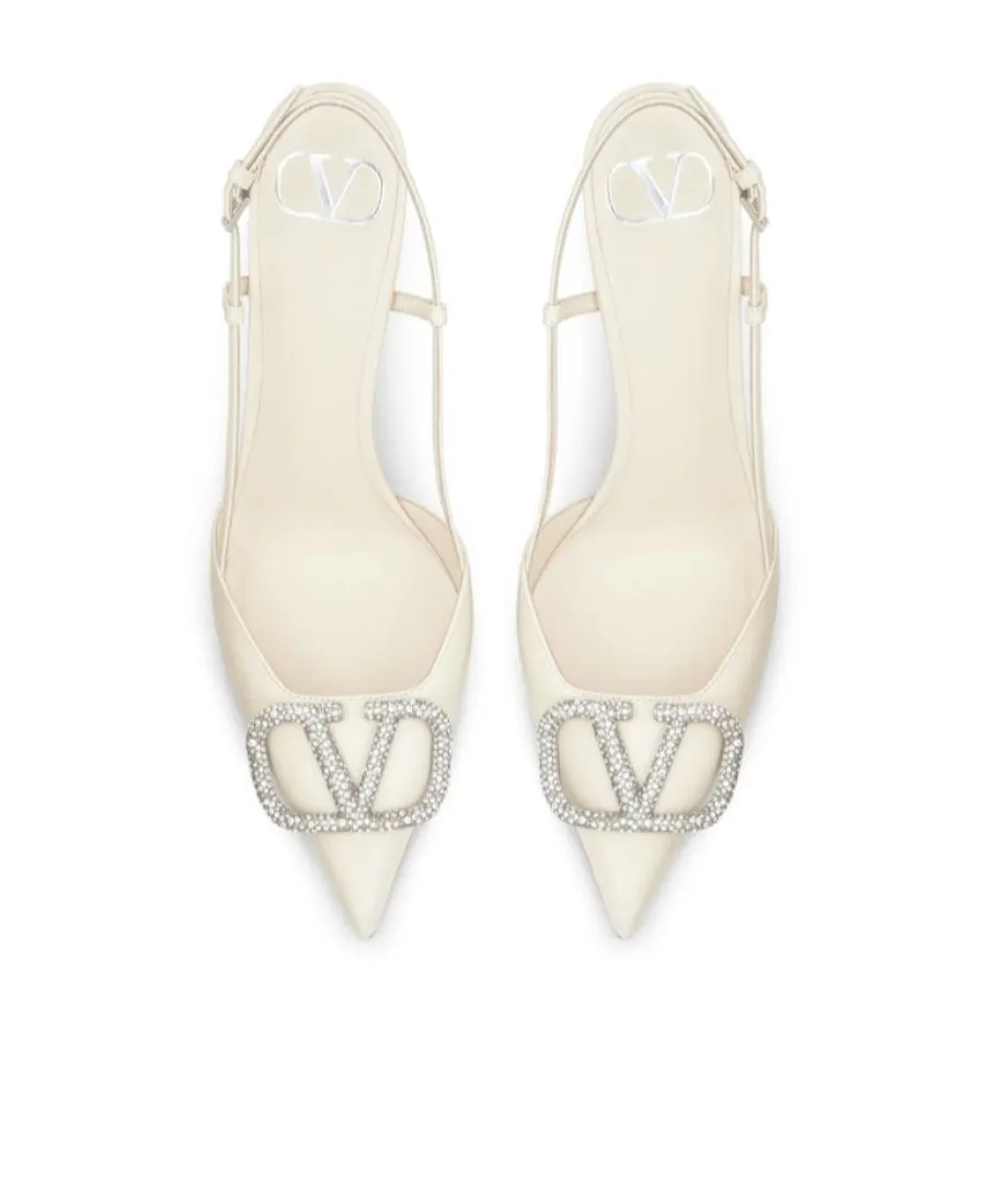 Vlogo Signature Slingback Pump In Calfskin Leather 80Mm