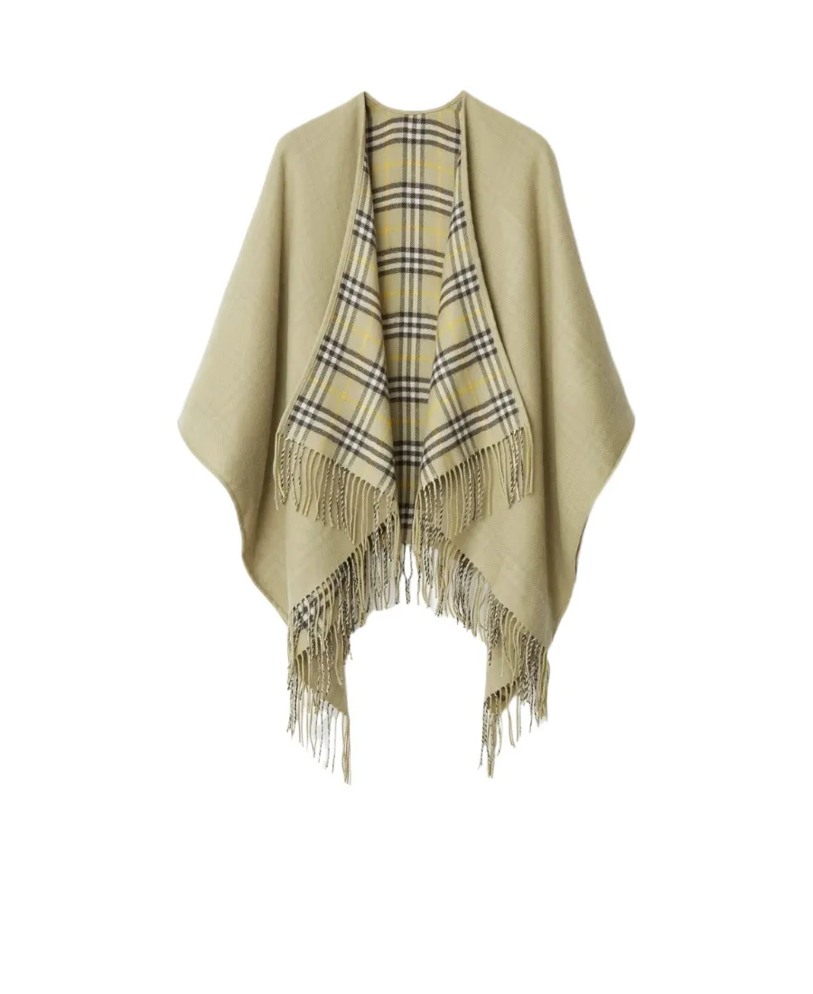 Vintage Check Reversible Wool Cape