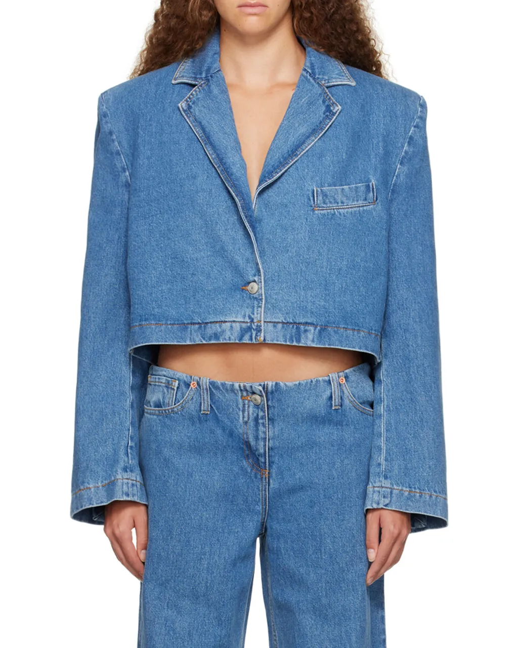Cropped Denim Blazer