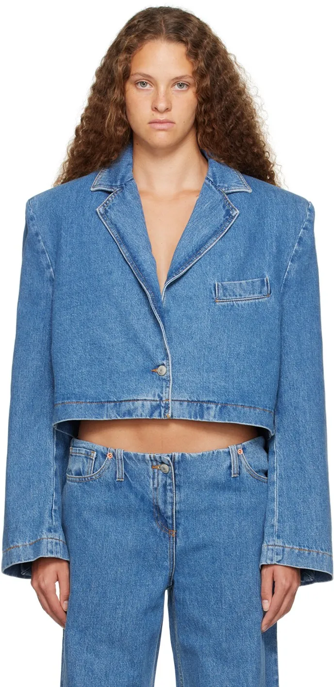 Cropped Denim Blazer