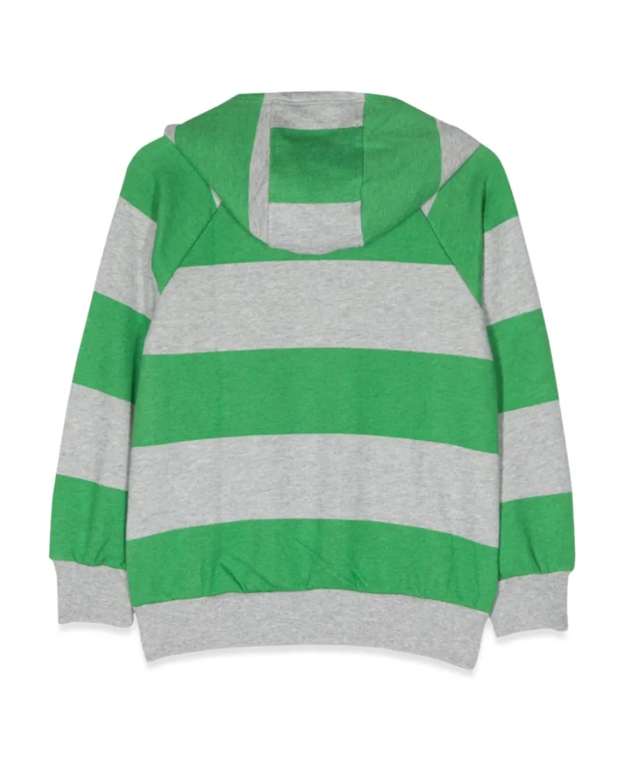 Logo-Patch Striped Cotton Hoodie