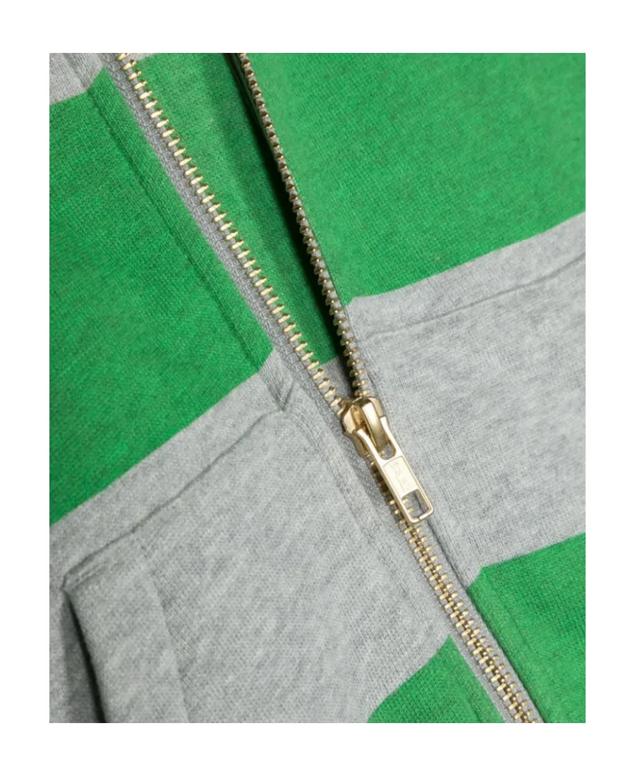 Logo-Patch Striped Cotton Hoodie
