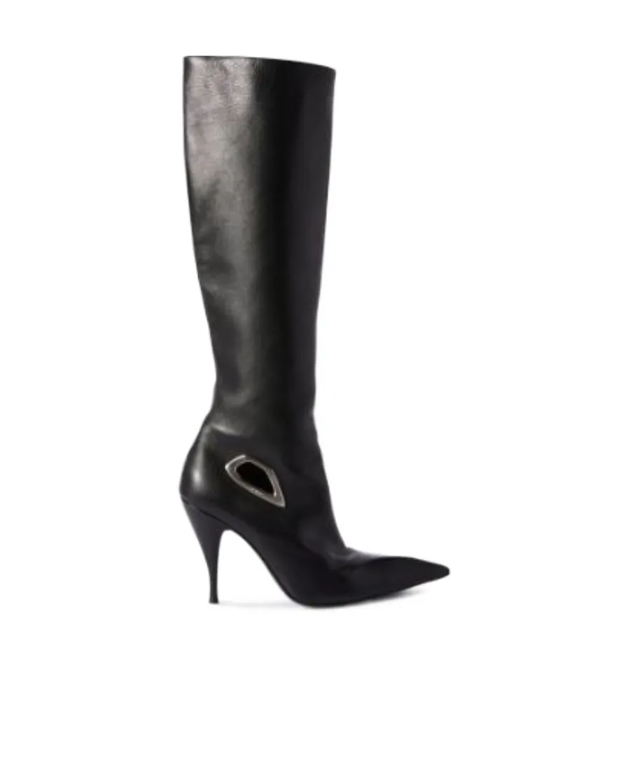 Off-White Crescent Pointed-Toe Boots