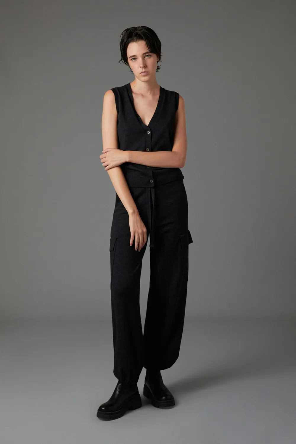 Tapered Drawstring Knit Trousers