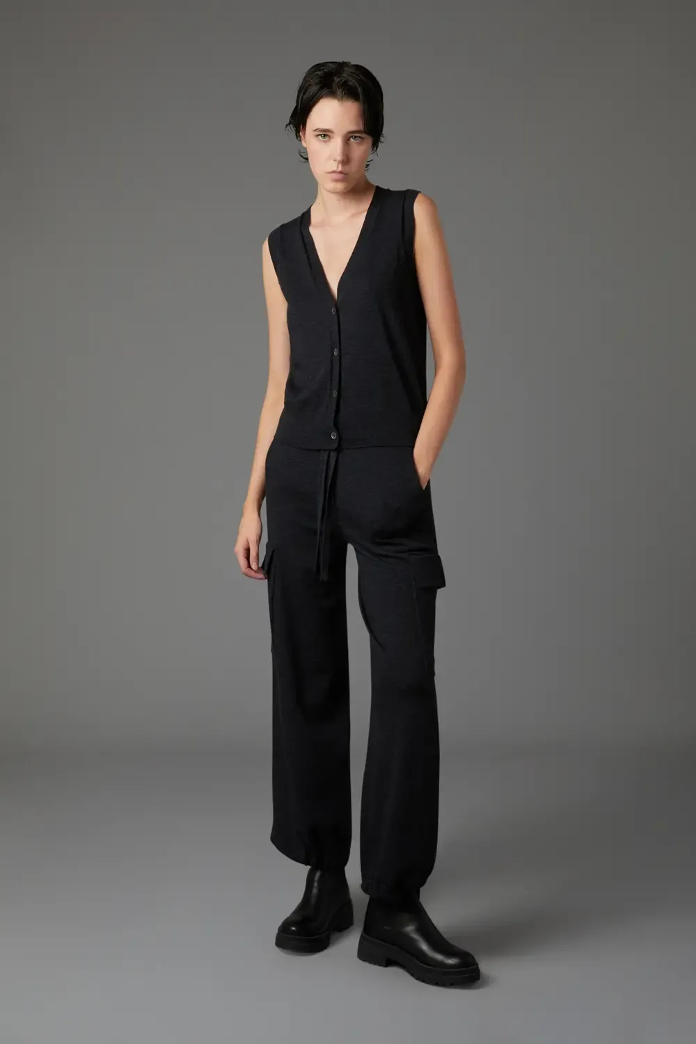 Tapered Drawstring Knit Trousers