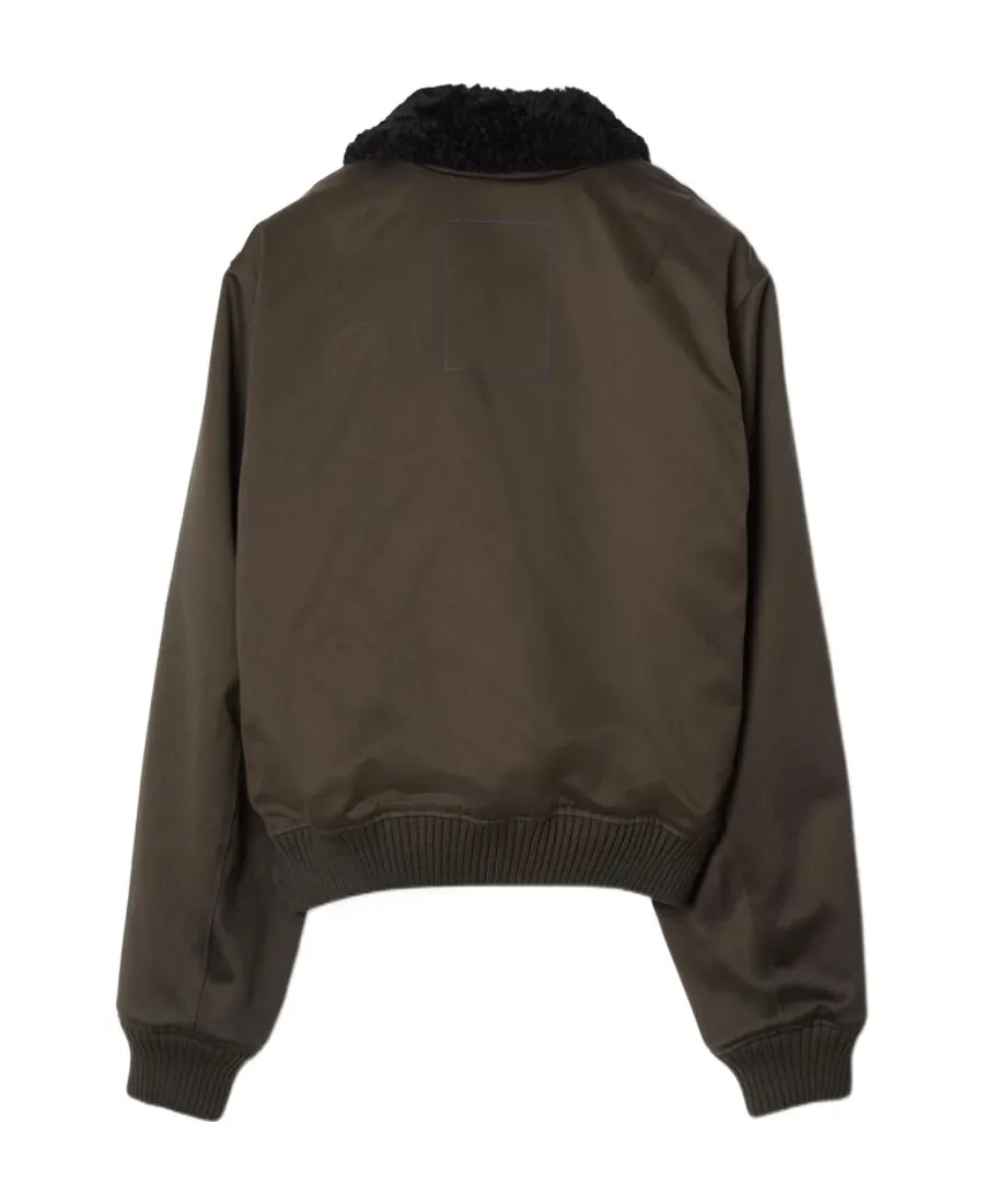 Burberry Long Sleeved Zipped Shearling-Collar Bomber Jacket