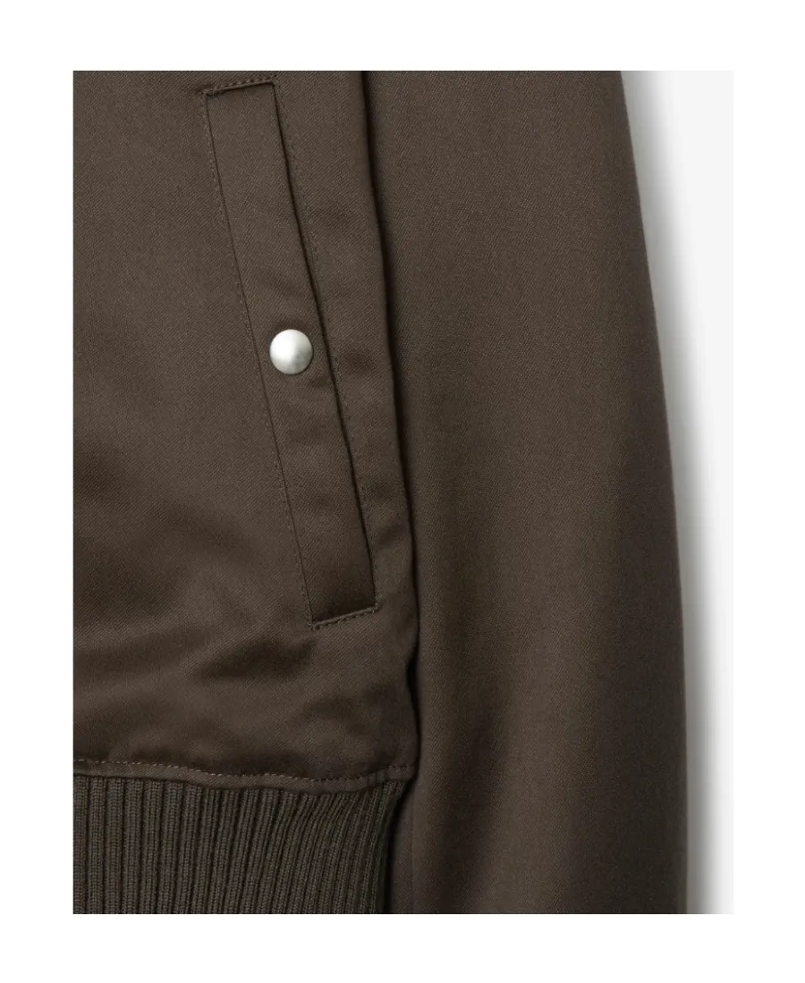 Burberry Long Sleeved Zipped Shearling-Collar Bomber Jacket