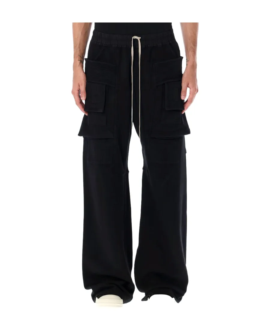 Drawstring Wide-Leg Cargo Trousers