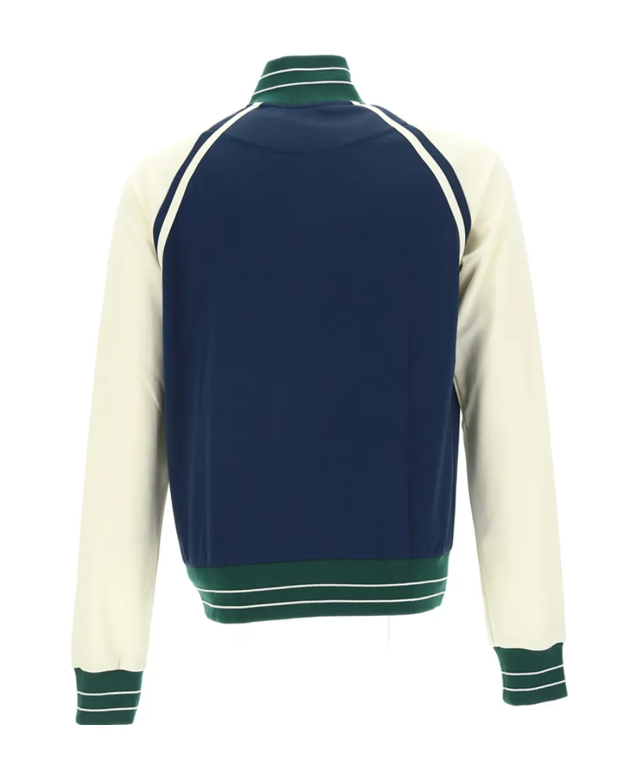 Striped-Trim Zipped Sweatshirt