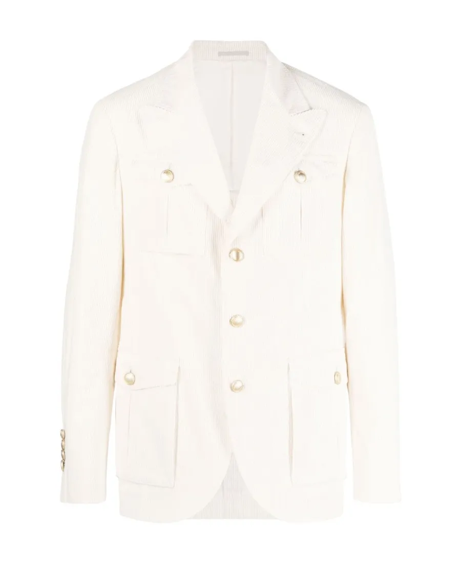 Notched-Lapels Cotton Blazer