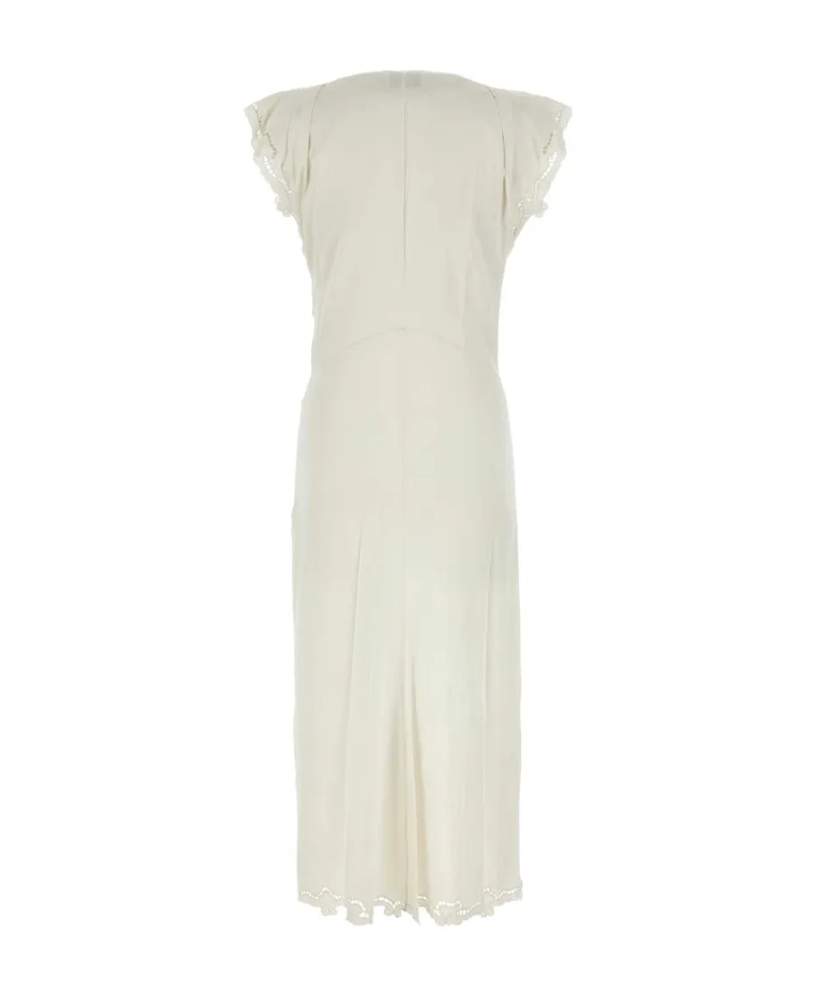 Lace-Trimmed Silk-Blend Midi Dress