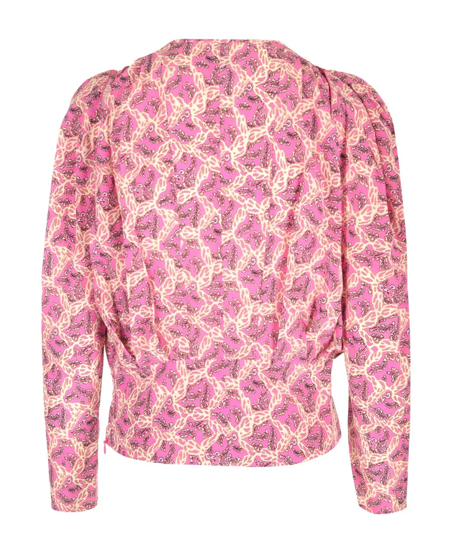 Isabel Marant Floral Printed Long Puff-Sleeved Blouse